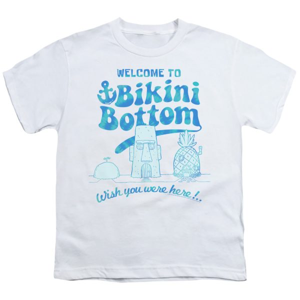 SPONGEBOB SQUAREPANTS : BIKINI BOTTOM WELCOME S\S YOUTH Cotton 18\1 White SM For Sale